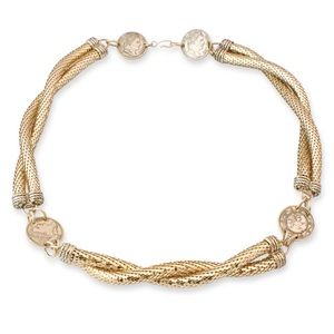 Vintage Whiting & Davis Gold Plated Belt Fish Scale Mesh Emperor Napoleon Coin